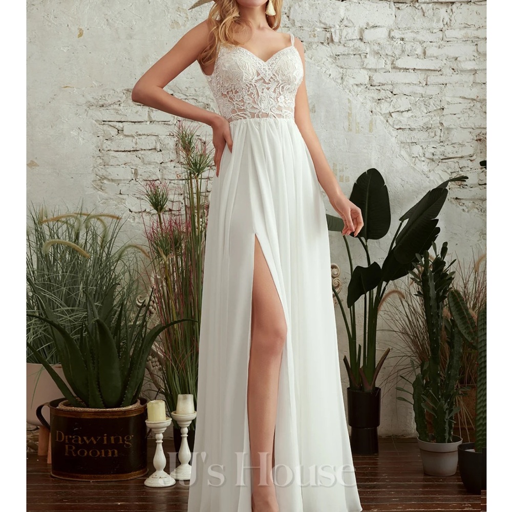 JJs House White Sleeveless Maxi Gown with Slit
